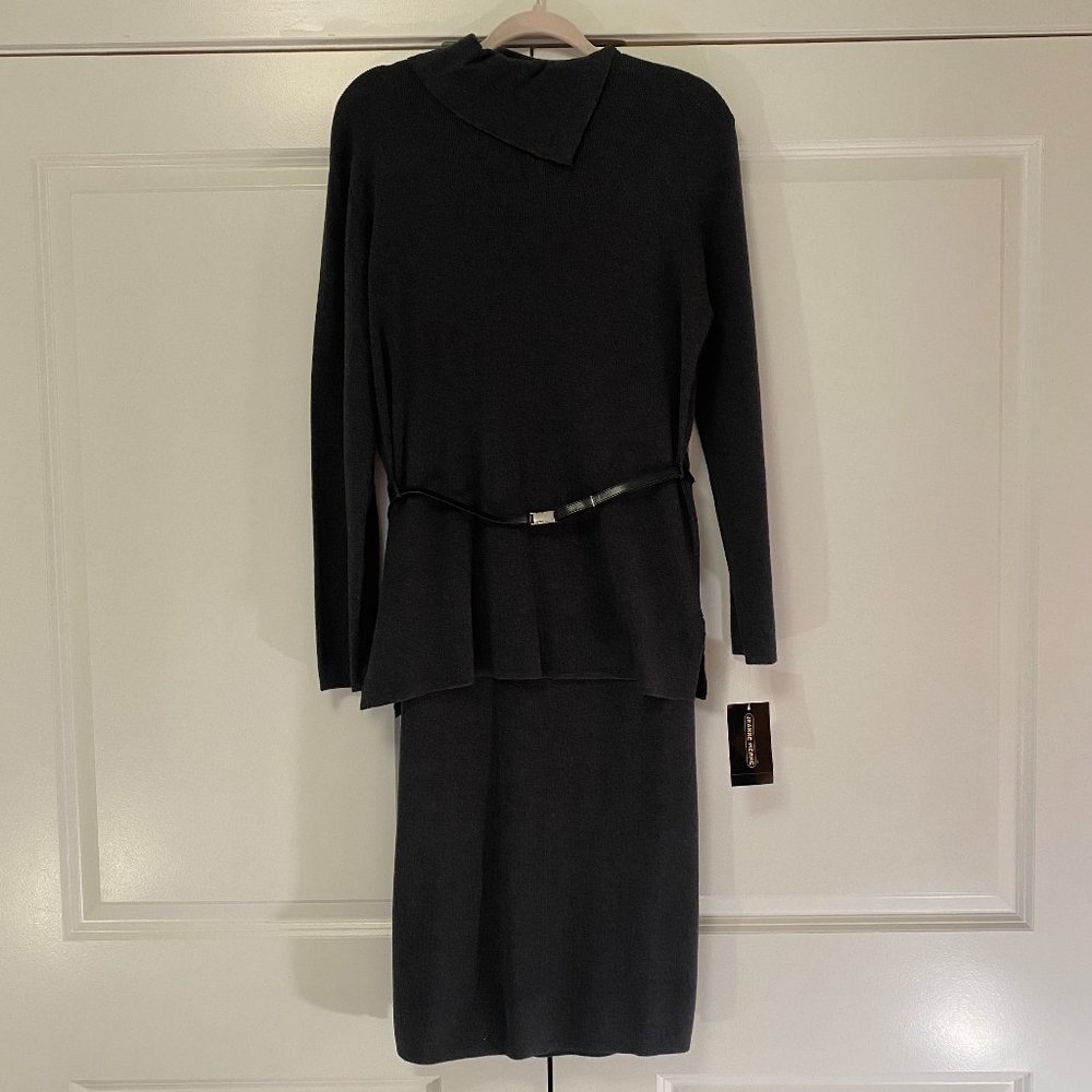 Jeanne Pierre Matching Sweater and Maxi Skirt Outfit in Gray, Size L, New w/Tags